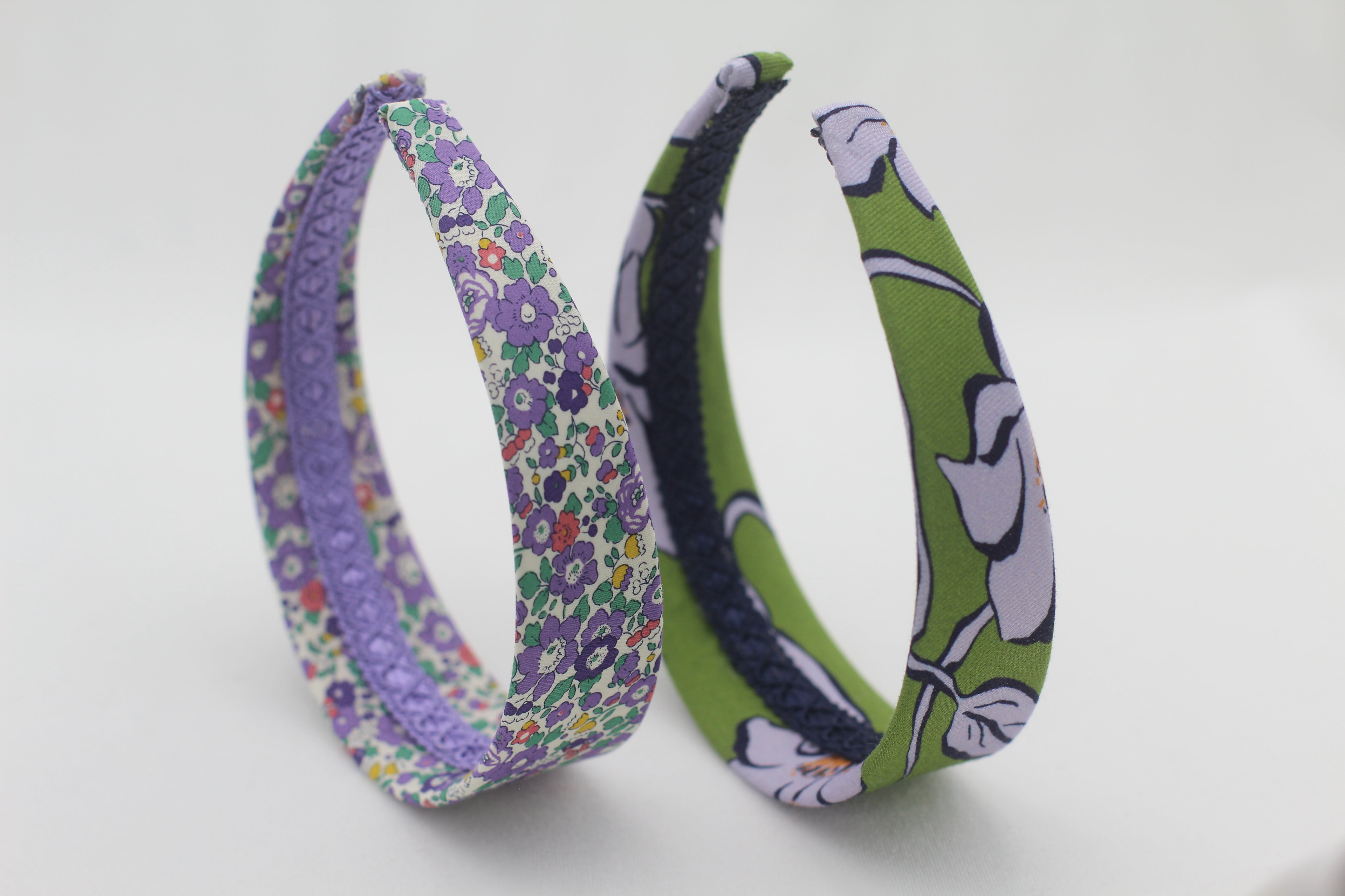 Diadema Plana Estampada - Verde y Morado