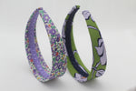 Cargar imagen en el visor de la galería, Diadema Plana Estampada - Verde y Morado
