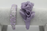 Cargar imagen en el visor de la galería, Diadema con Volumen - Bordado Fantasía - Gris y lila
