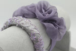 Cargar imagen en el visor de la galería, Diadema con Volumen - Bordado Fantasía - Gris y lila
