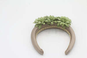 Diadema con Volumen de Flores - Verde