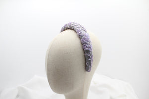 Diadema con Volumen - Bordado Fantasía - Gris y lila
