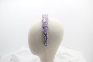 Diadema con Volumen - Bordado Fantasía - Gris y lila