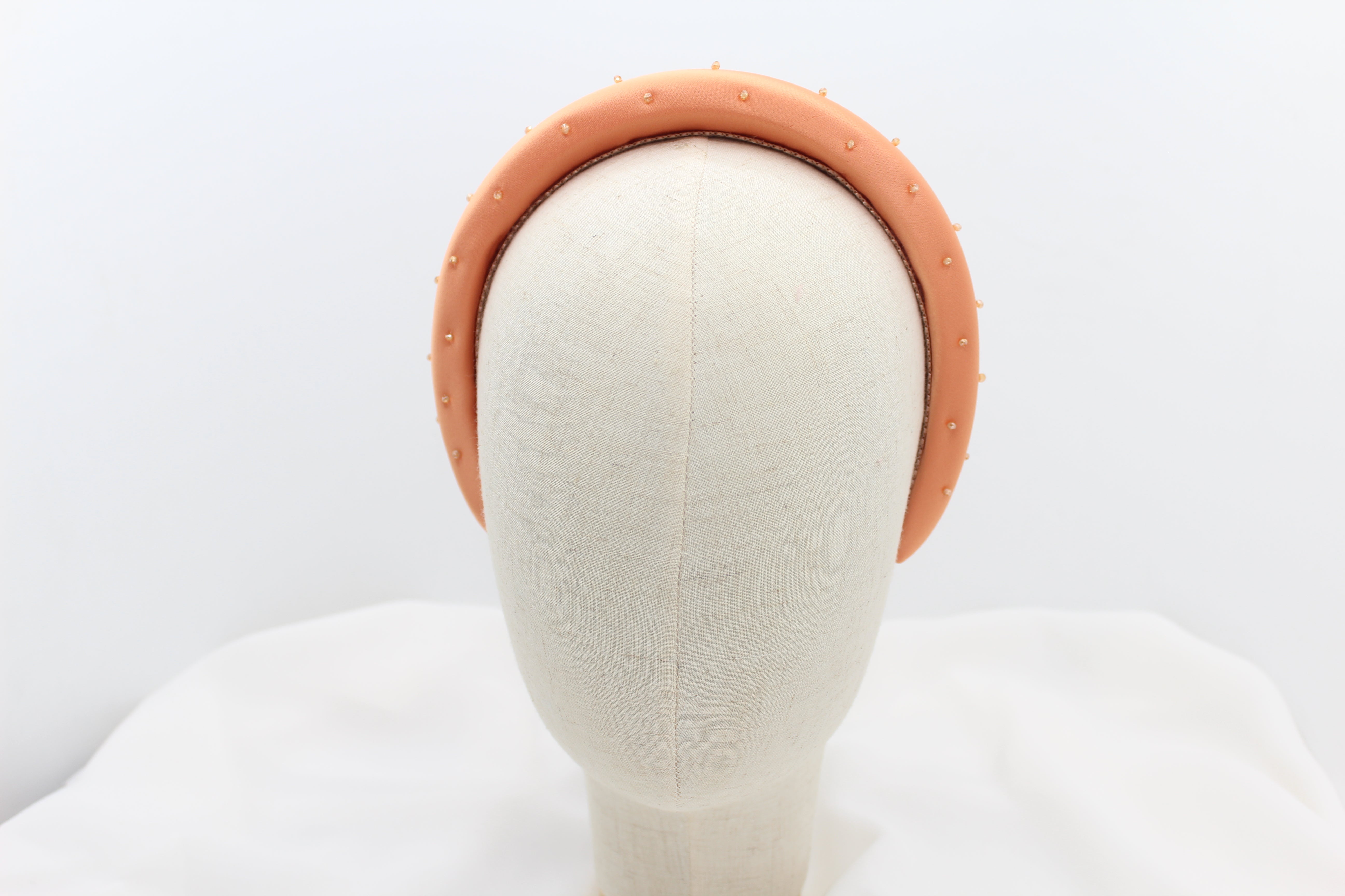 Diadema Volumen Satinada Premium - Naranja abalorios