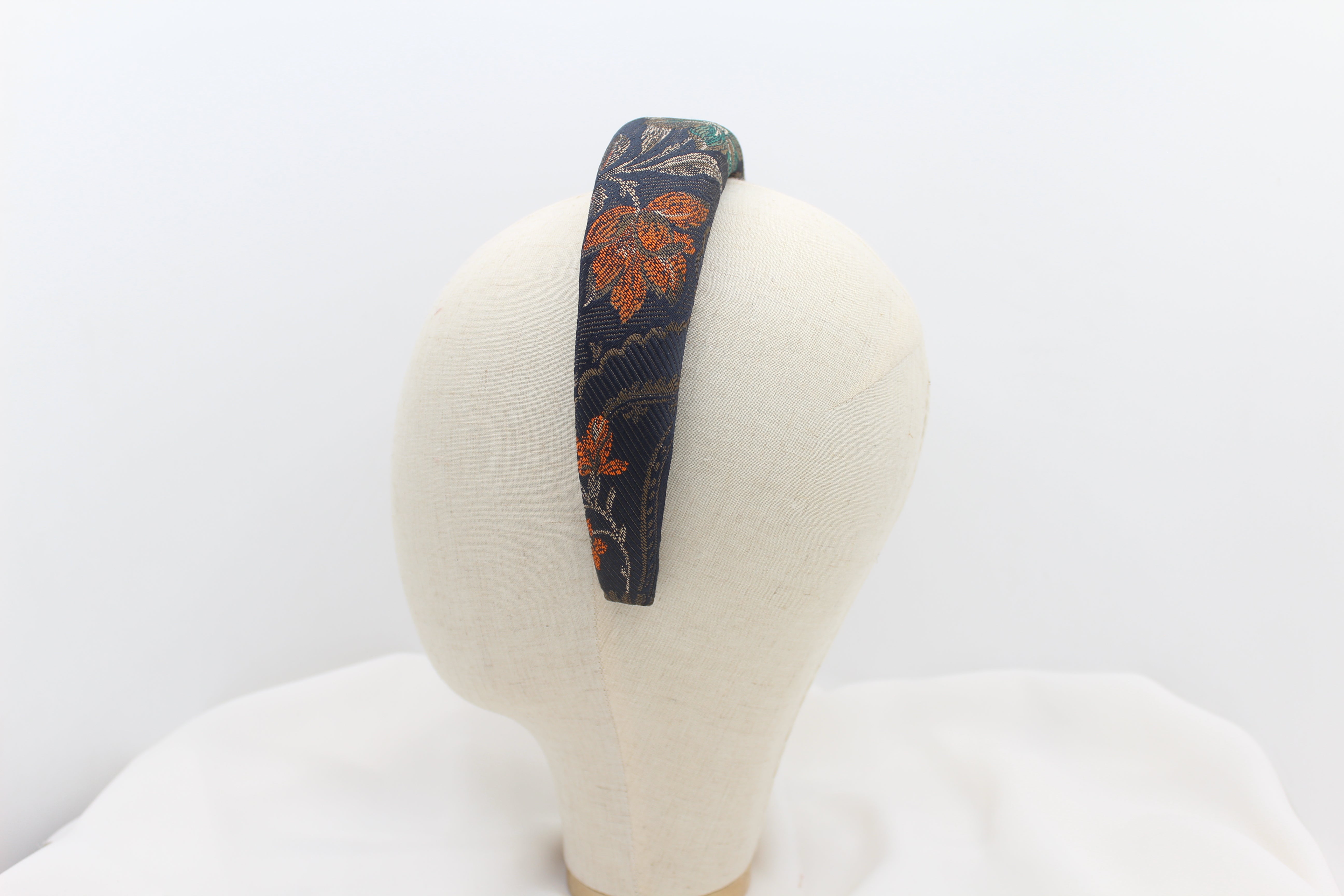 Diadema con Volumen - Estampado de brocados Naranja