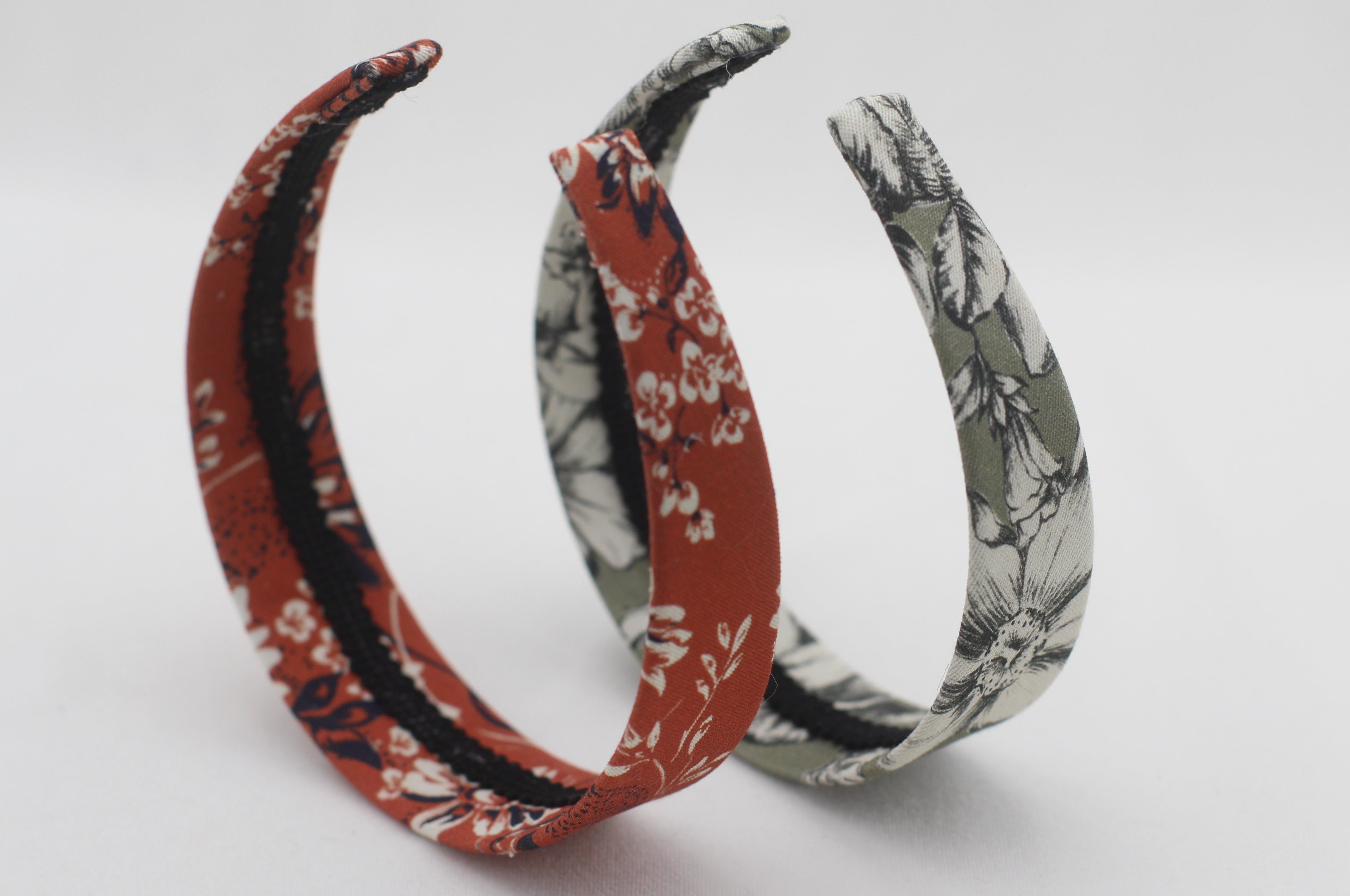 Diadema Plana Print - Naranja y Negro