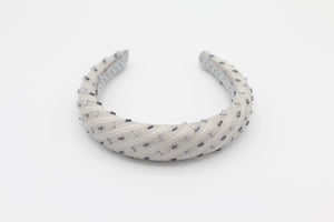 Diadema con Volumen - Bordado Fantasia Azul y Plateado