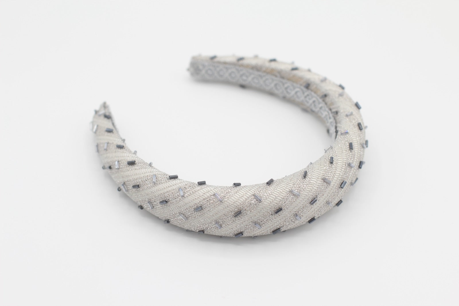 Diadema con Volumen - Bordado Fantasia Azul y Plateado