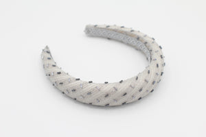 Diadema con Volumen - Bordado Fantasia Azul y Plateado